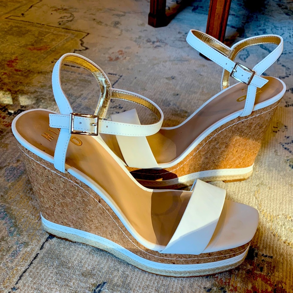 White platform sandals